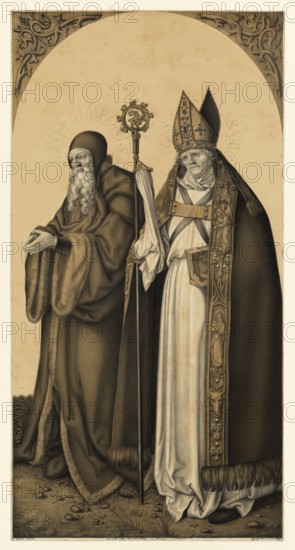 Simon the Zelo, Apostle, and Lazarus, Friend of Jesus, Who Was Raised from the Dead, People of Biblical History, Historical, Authentic, Digitally Restored Reproduction from a 19th century Original, Record Date Not Stated