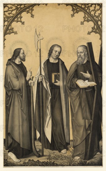 Apostle James, son of Alphaeus or the Younger, (d, c. 62 in Jerusalem) with Matthew and Andrew, Persons of Biblical History, Historical, authentic, digitally restored reproduction from a 19th century original, Record date not stated