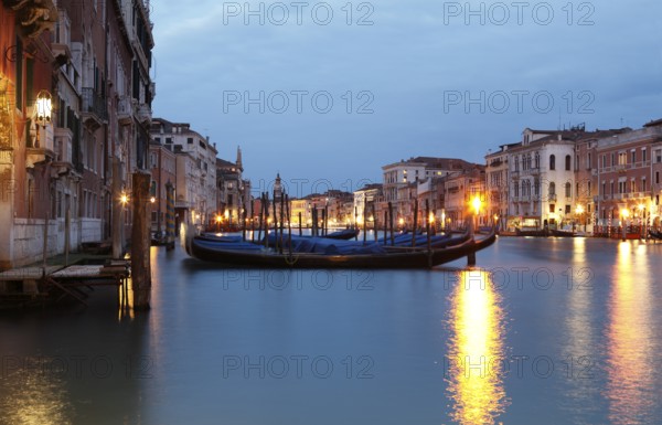 Gondolas and palaces on the Grand Canal, Venice, Veneto, Italy