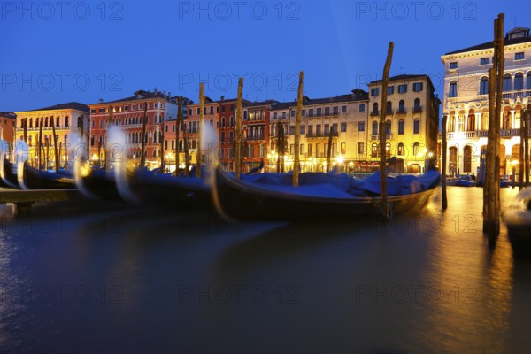 Gondolas and palaces on the Grand Canal, Venice, Veneto, Italian-Venice