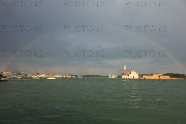 Rainbow over the Bacino di San Marco, Venice, Veneto, Italy
