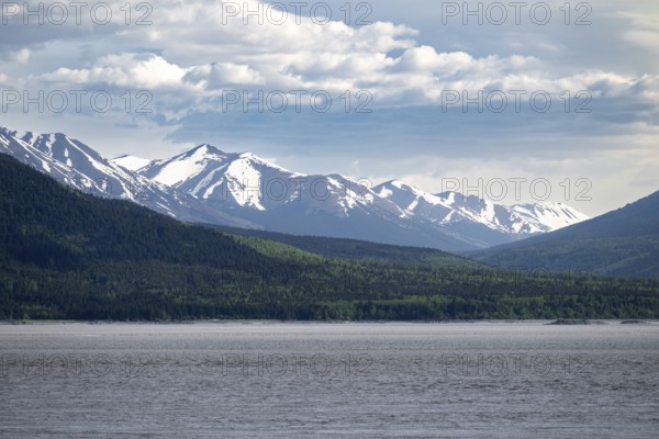 View over the Turnagain Arm estuary to the mountains of the Kenai Peninsula, Anchorage, Alaska, USA
