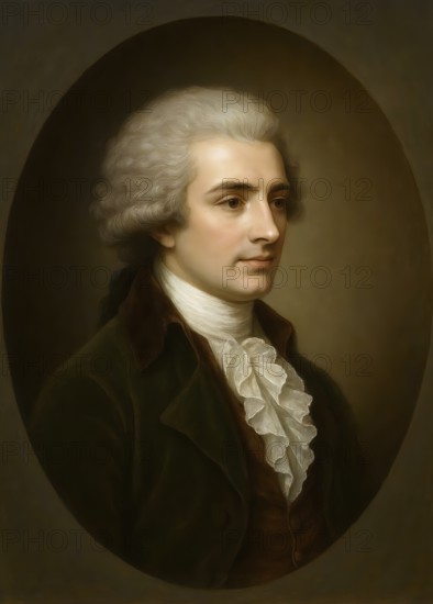 Goethe in his 30th year of life, historical illustration from the history of German literature from 1885, digitally edited, symbolic image poet, writer, narrator, politician, Weimar, Weimar Classicism, Faust