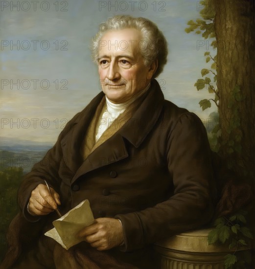 Goethe in his 83rd year of life, historical illustration from the history of German literature from 1885, digitally edited, symbolic image poet, politician, naturalist, poetry, Weimar, Weimar Classicism, Faust