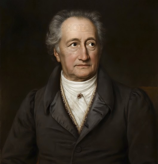 Goethe in his 70s, historical illustration from the history of German literature from 1885, digitally edited, symbolic image poet, politician, naturalist, poetry, Weimar, Weimar Classicism, Faust