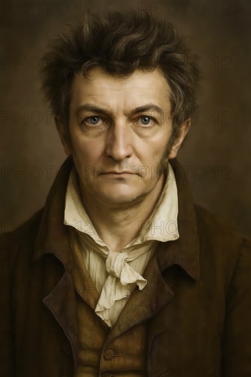 Ernst Theodor Amadeus Hoffmann, self-portrait, historical illustration from the history of German literature from 1885, digitally edited, symbolic image of E. T. A. Hoffmann, writer, romanticism, poet