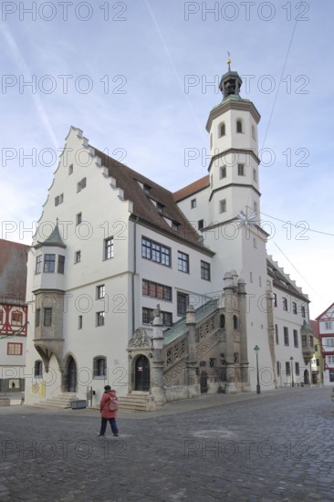 Town Hall built 1500, Renaissance, Market Square, Nördlingen, Bavaria, Germany