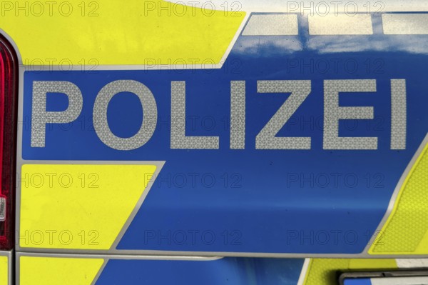 Police lettering on police car, Germany