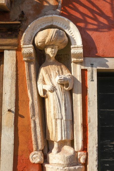 Mori statue at Campo dei Mori, Venice, Veneto, Italy