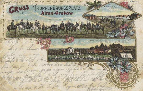 Alten-Grabow military training area, in the district of Jerichower Land in Saxony-Anhalt, postcard, view around 1900 - 1910, historical, digital reproduction of a historical postcard, authentic, public domain, from that time, exact date unknown