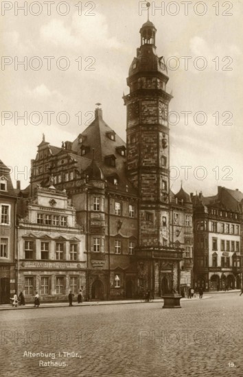 Altenburg, town hall, today Altenburger Land district, Thuringia, Germany, postcard, view around 1900 - 1910, historical, digital reproduction of a historical postcard, authentic, public domain, from that time, exact date unknown