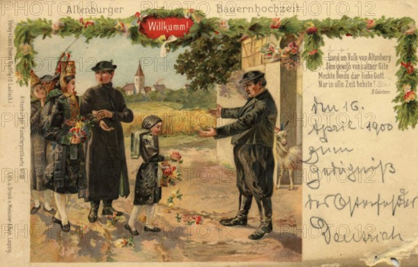 Altenburg, Altenburger Bauernhochzeit, today Altenburger Land district, Thuringia, Germany, postcard, view around 1900 - 1910, historical, digital reproduction of a historical postcard, authentic, public domain, from that time, exact date unknown