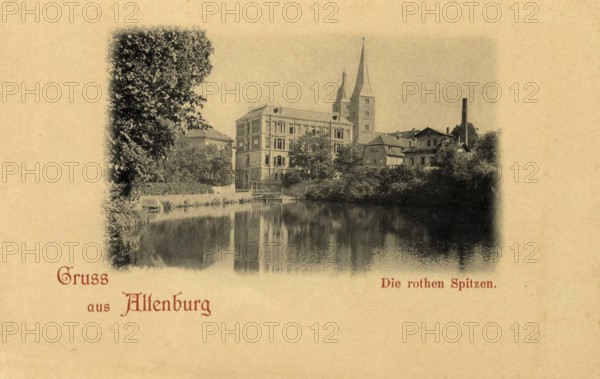 Altenburg, the red peaks, today Altenburger Land district, Thuringia, Germany, postcard, view around 1900 - 1910, historical, digital reproduction of a historical postcard, authentic, public domain, from that time, exact date unknown