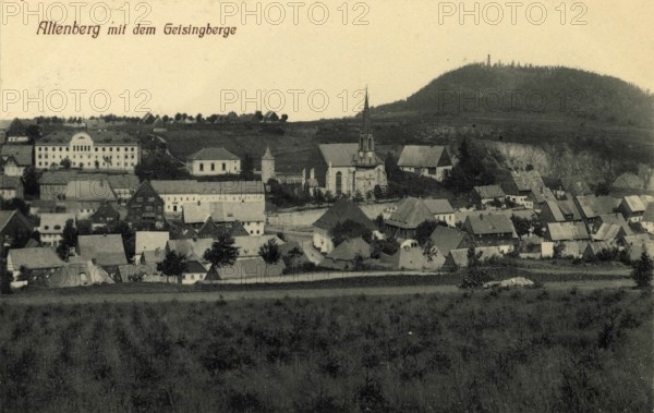Altenberg with the Geisingberg, today Saxon Switzerland-Eastern Ore Mountains district, Saxony, Germany, postcard, view around 1900 - 1910, historical, digital reproduction of a historical postcard, authentic, public domain, from that time, exact date unknown