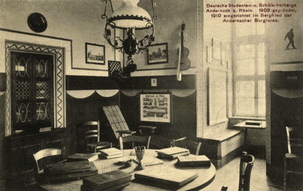German students and student hostel in Andernach, Mayen-Koblenz district, Rhineland-Palatinate, Germany, postcard, view around 1900 - 1910, historical, digital reproduction of a historical postcard, authentic, public domain, from that time, exact date unknown