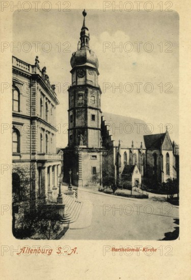 Altenburg, Bartholomäi church, today Altenburger Land district, Thuringia, Germany, postcard, view around 1900 - 1910, historical, digital reproduction of a historical postcard, authentic, public domain, from that time, exact date unknown