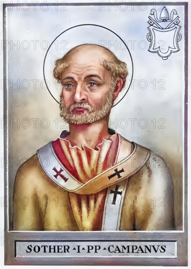 Soterus (d. 174 or 175), also called Soter or Pope of Mercy, was Bishop of Rome in the 160s and 170s, Historical, authentic, digitally restored reproduction from a 19th century original, Record date not stated, subsequently coloured