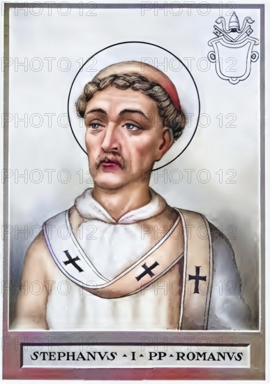 Stephen I, also Saint Stephen, (died 2 August 257) was Bishop of Rome from 12 May 254 until his death, Historical, authentic, digitally restored reproduction from a 19th century original, Record date not stated, subsequently coloured