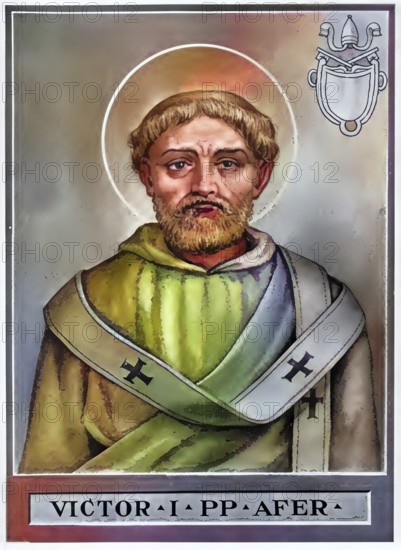 Victor I (d. 199 in Rome) served as Bishop of Rome in the 190s, Historical, authentic, digitally restored reproduction from a 19th century original, Record date not stated, subsequently coloured