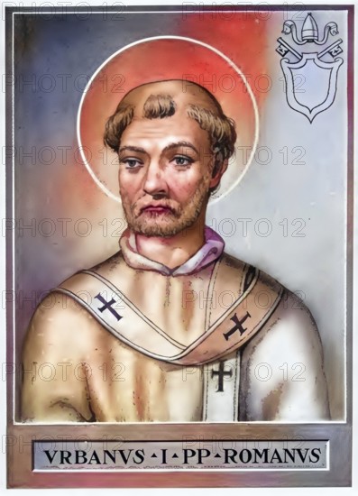 St Urban (d. 230) was Bishop of Rome from 222 to 230. His name means the city dweller (Latin) and the Liber Pontificalis attests to his urban Roman origins, Historical, authentic, digitally restored reproduction from a 19th century original, Record date not stated, subsequently coloured