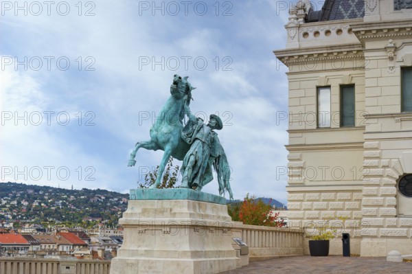 Buda Castle, Statue of the Horseherd taming a wild horse in front of the Riding Hall, Budapest, Hungary