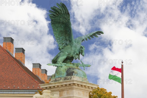 Buda Castle, Mythological Turul bird statue, Budapest, Hungary
