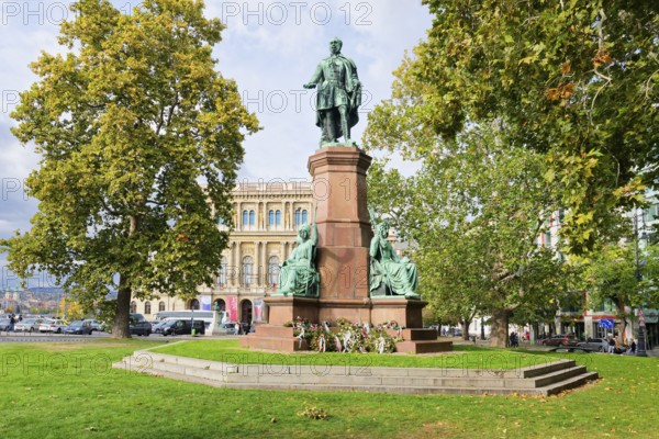 Count István Széchenyi statue in front of the Neo-Renaissance building of the Hungarian Academy of Sciences, Budapest, Hungary