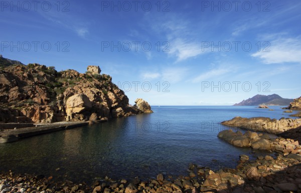 Marina de Porto in Porto Bay, a UNESCO World Heritage Site, Porto, Ota, west coast of Corsica, Corse-du-Sud, Corsica, France