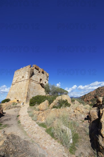 Genoese Tower of Porto, Ota, west coast of Corsica, Corse-du-Sud, Corsica, France
