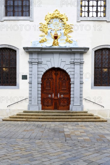 Holy Saviour Church or the Jesuit Church, Decorated wooden door, Bratislava, Slovakia