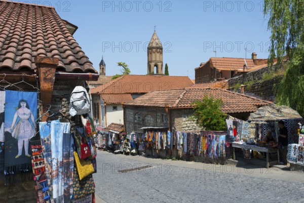 A picturesque village with souvenir stalls and old buildings that exudes a peaceful atmosphere, old town, Sighnaghi, Signagi, Kakheti province, Greater Caucasus, Georgia, Western Asia