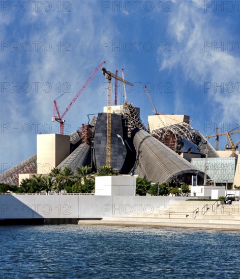 View of the Guggenheim Museum under construction, building on Saadiyat Island, Abu Dhabi, United Arab Emirates