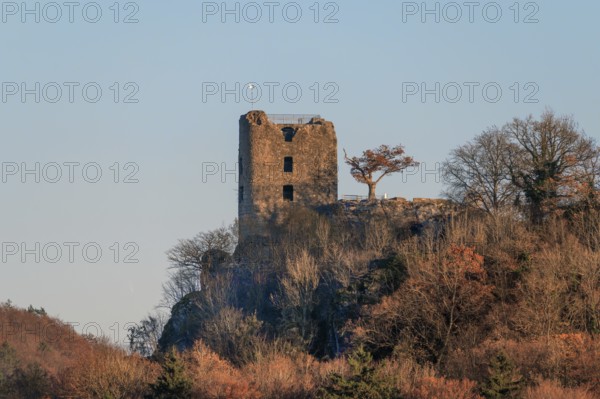 Neideck ruins in the evening light, Schlossberg. Wiesenttal, Upper Franconia, Bavaria, Germany