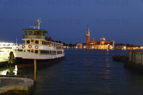 Ferry off San Maggiore Island in the evening, Venice, Veneto, Italy