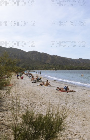 Beach or Plage de la Roya on the Gulf of Saint-Florent in the Mediterranean, Haute-Corse, Corsica