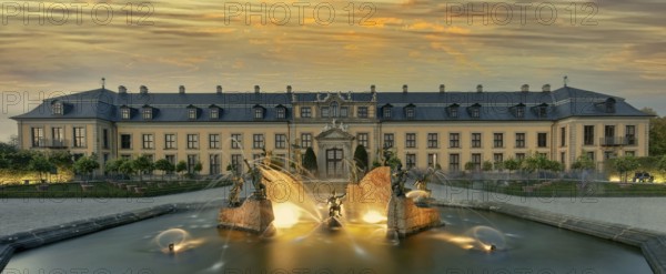 Fountain in front of Orangery Herrenhäuser Gardens Hannover Germany