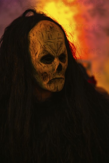 Krampus, fog, murmuring, winter, Waldburg Castle, Waldburg, Allgäu, Baden-Württemberg, Germany