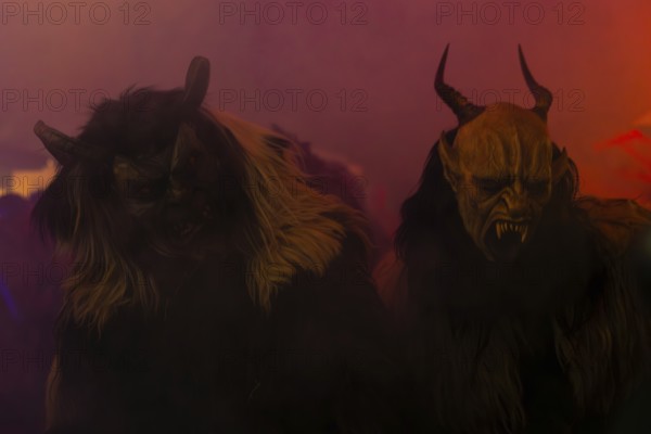 Krampuse, fog, murmurs, winter, Waldburg Castle, Waldburg, Allgäu, Baden-Württemberg, Germany