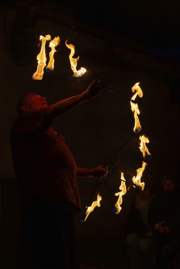 Fire Breather with Wreath, Raunacht, Winter, Waldburg Castle, Waldburg, Allgäu, Baden-Württemberg, Germany