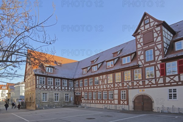 Hospital courtyard built 13th century, half-timbered house, Reutlingen, Swabian Jura, Baden-Württemberg, Germany