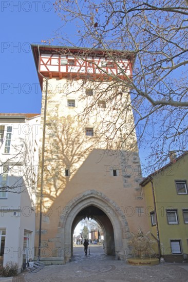 Historic garden gate built 14th century, city tower, city gate of the former city fortifications, Reutlingen, Swabian Alb, Baden-Württemberg, Germany