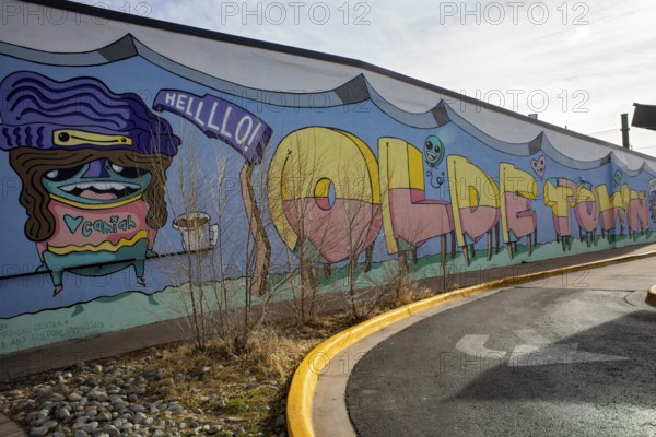 Arvada, Colorado - A mural welcomes visitors to Olde Town Arvada