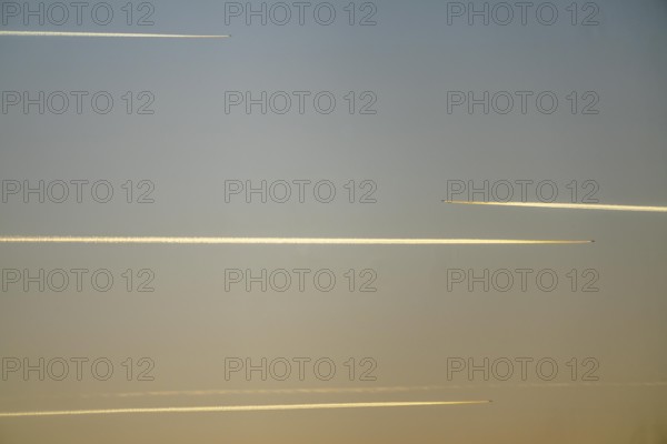 Contrails from aircraft at higher altitudes, North Rhine-Westphalia, Germany