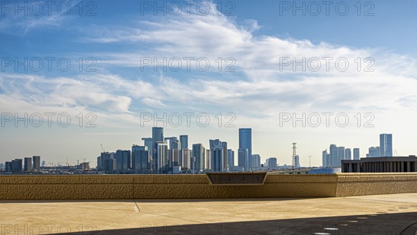 Zayed National Museum in Abu Dhabi, memorial to the late Zayed bin Sultan Al Nahyan, the museum is the heart of the cultural district on Saadiyat Island, way to the platform on the roof of the museum, Abu Dhabi, United Arab Emirates