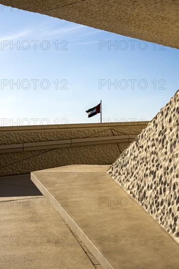 Zayed National Museum in Abu Dhabi, memorial to the late Zayed bin Sultan Al Nahyan, the museum is the heart of the cultural district on Saadiyat Island, way to the platform on the roof of the museum, Abu Dhabi, United Arab Emirates