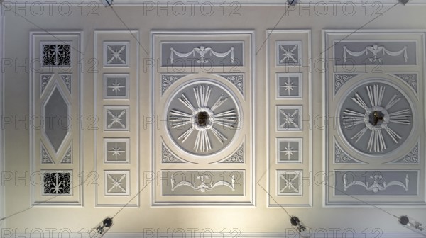 Interior view, ceiling fresco, Saint Barbara Catholic Church from 1783, Hofen, Mühlhausen am Neckar district, Stuttgart, Baden-Württemberg, Germany
