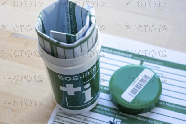 Emergency box in a refrigerator, it contains a comprehensive information sheet which gives emergency services medical information about the patient in an emergency, refrigerator is available in every household, central point for rescuers to receive information about the patient in an emergency, a sticker on the refrigerator door and front door indicates the emergency box