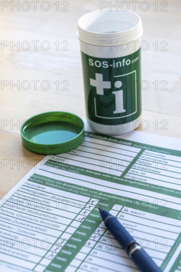 Emergency box in a refrigerator, it contains a comprehensive information sheet which gives emergency services medical information about the patient in an emergency, refrigerator is available in every household, central point for rescuers to receive information about the patient in an emergency, a sticker on the refrigerator door and front door indicates the emergency box