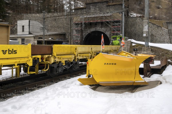 Symbolic photo of snowplow rail network bls, Goppenstein, Valais, Switzerland