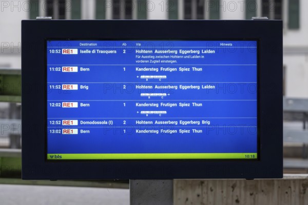 Digital timetable Bern-Kandersteg, Goppenstein, Valais, Switzerland